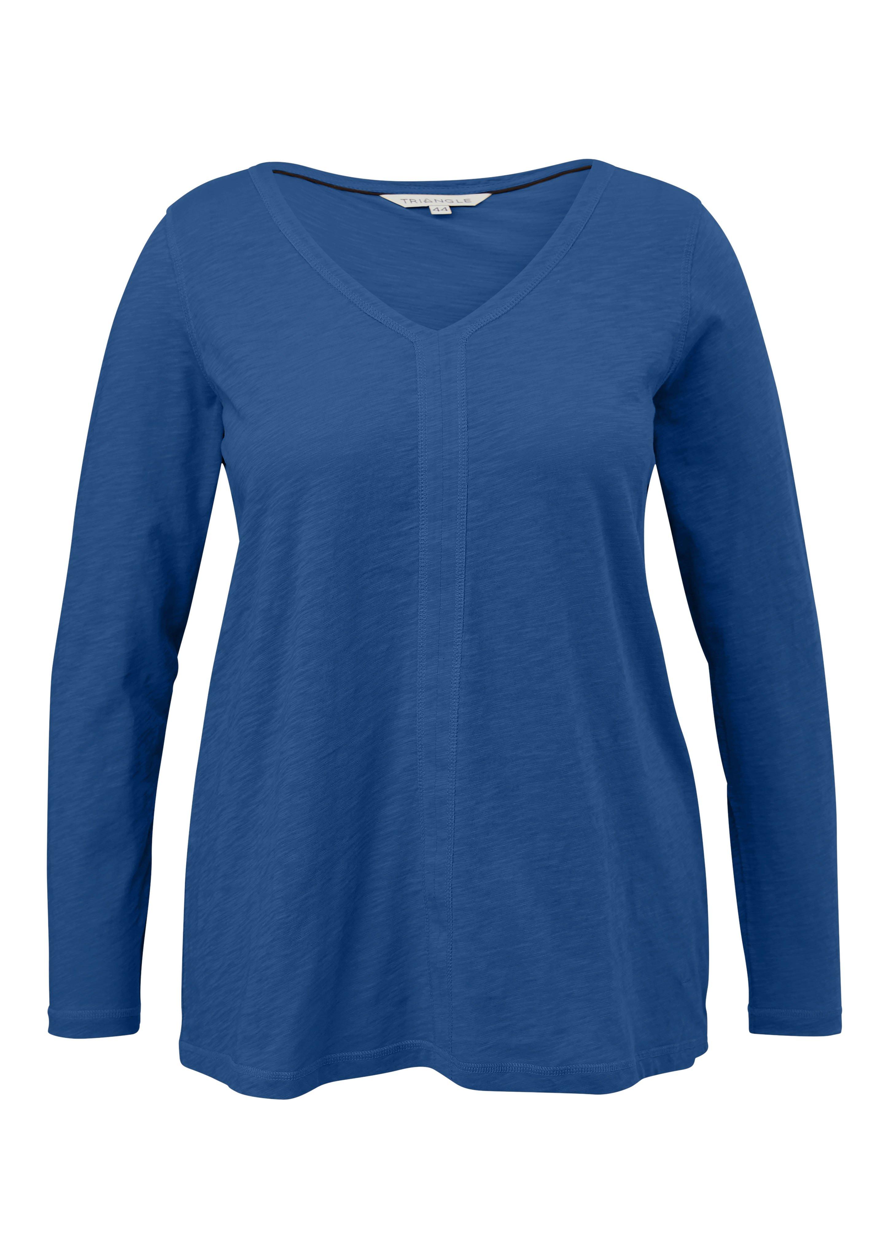 Langarmshirt mit V-Ausschnitt und Teilungsnaht vorn