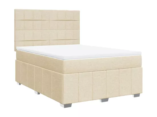 Sommier tapissier avec matelas Crème 160x200 cm Tissu