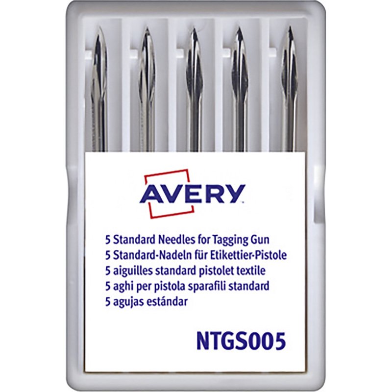 Boite de 5 aiguilles standard pour pistolet textile avec couteau intégré Avery