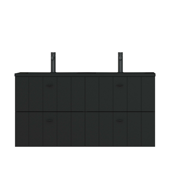 Tiger Maryport Badkamermeubelset 120 cm Mat zwart met matzwarte polybeton wastafel en matzwarte grepen