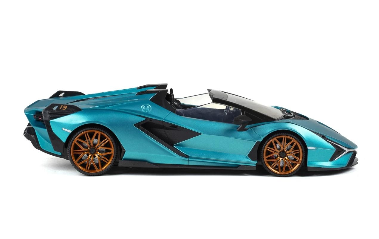 Auto Lamborghini Sian mit Licht, Türkis, 1:16Ferngesteuerter Sportwagen mit Licht für Kinder ab 6 Jahren