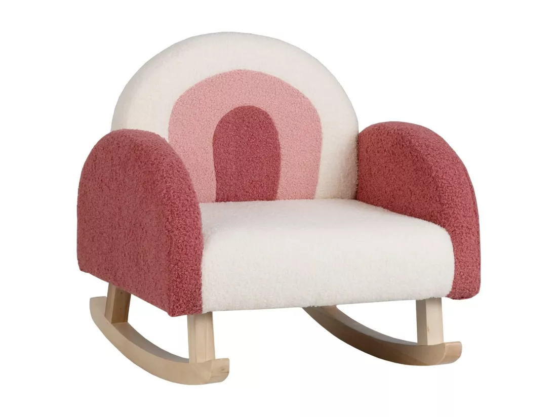Fauteuil à Bascule Enfant, Fauteuil en Peluche Moderne avec Pieds en Bois de Peuplier à Bascule Massif, Design Anti-Renversement, Aspect Mignon, pour Enfant de 3 à 5 Ans
