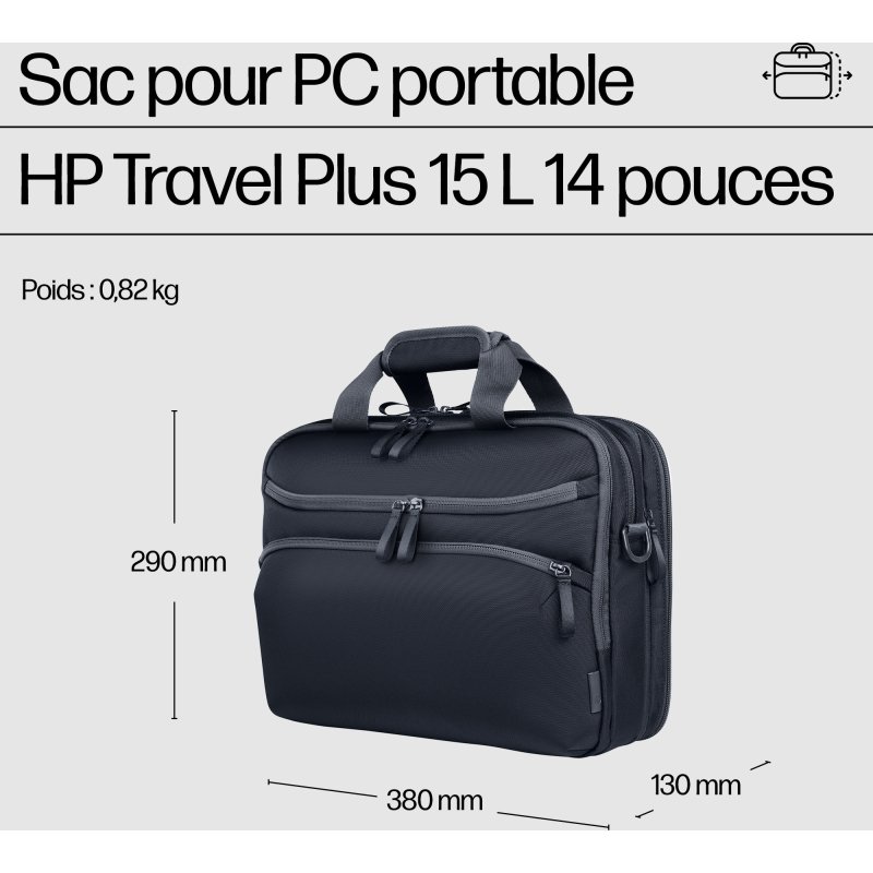 HP Sac pour ordinateur portable Travel Plus 15 litres 14 pouces