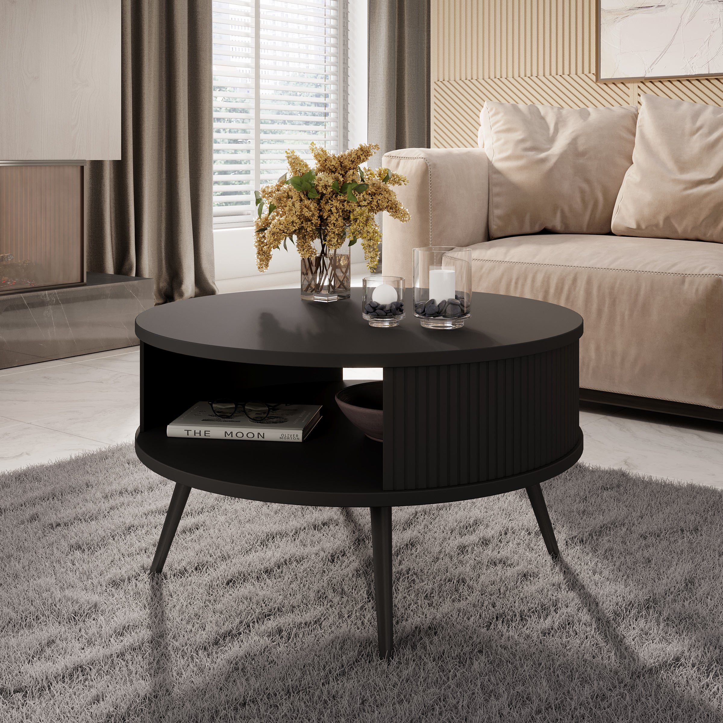 Salontafel Riley - Zwart - 76x76x44 cm