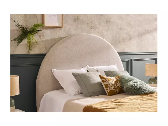 Tête de lit ronde en tissu beige L160 cm NAOMY