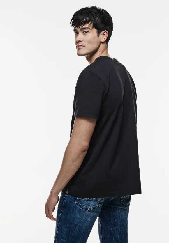3D-Print Slub T-Shirt - deep blue