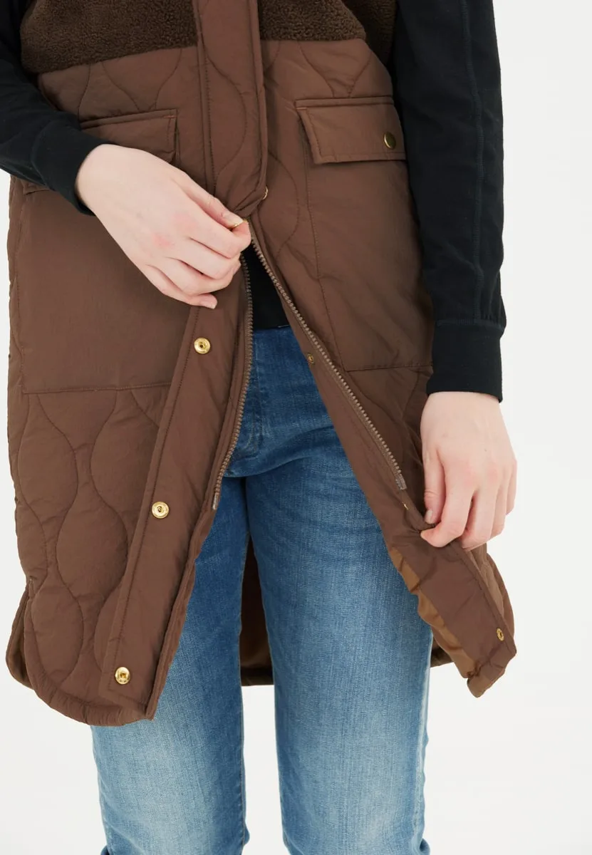 Weather Report Hollie W Long Quilted Vest Pinecone