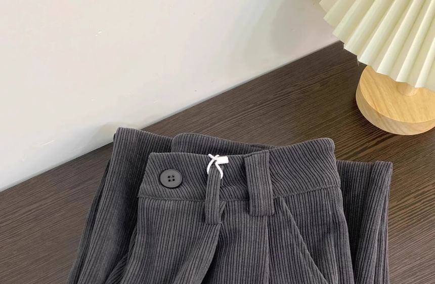 Alhambra - Hoge taille effen corduroy rechte broek