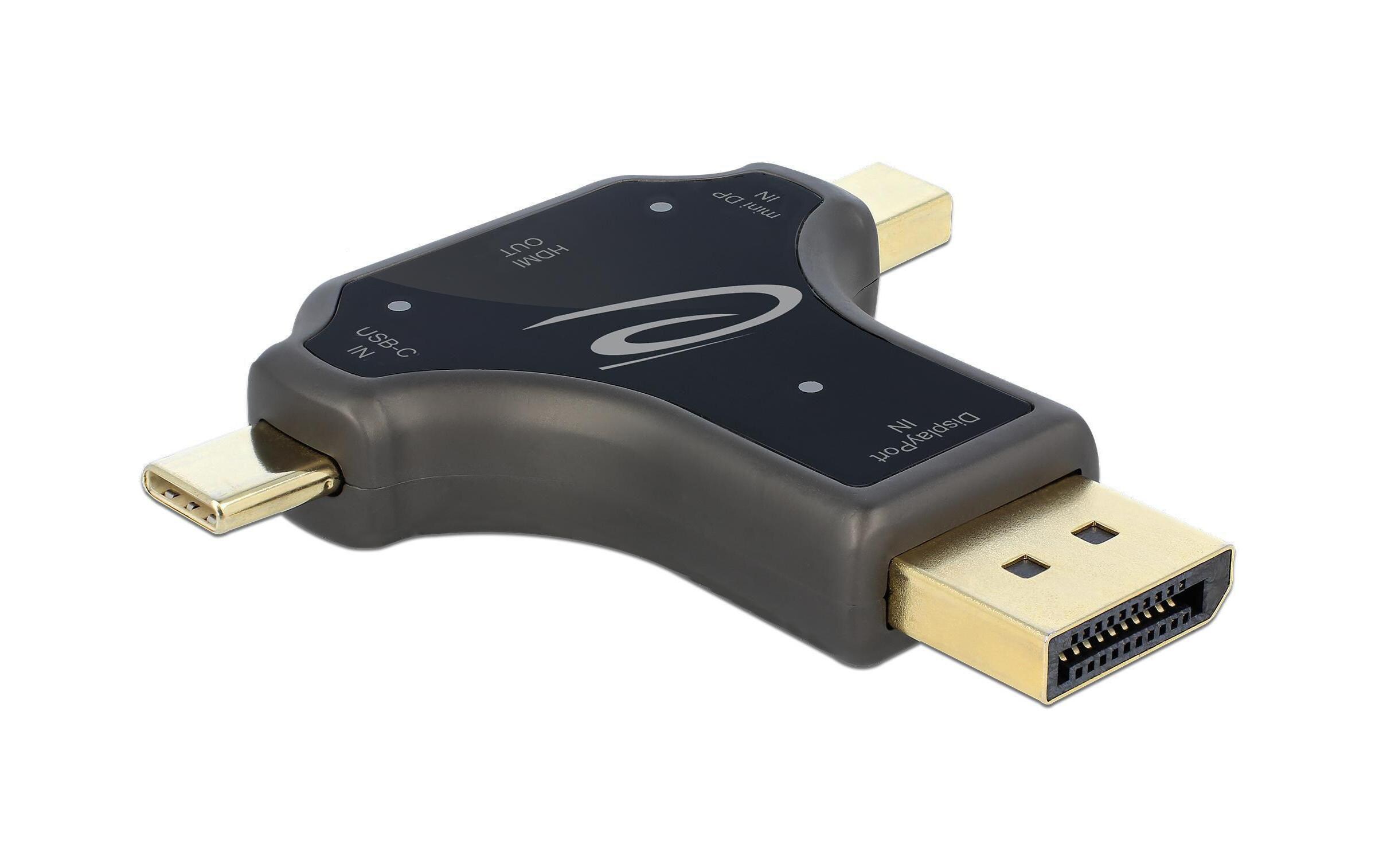 Adapter USB-C, DisplayPort, miniDisplayPort auf HDMIDelock 3 in 1 Monitoradapter mit USB-C / DisplayPort / mini DisplayPort Eingang auf HDMI Ausgang mit 4K 60 Hz