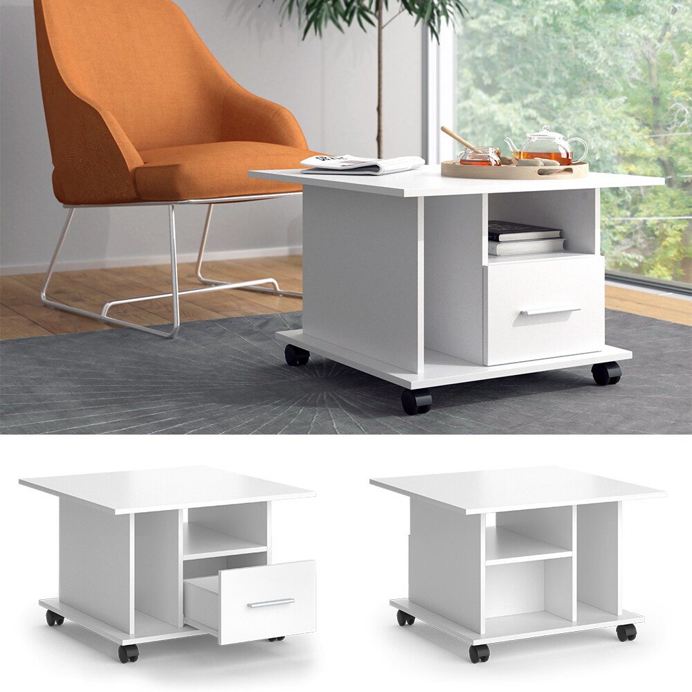 Vicco Couchtisch Sofatisch Beistelltisch Ender Weiß Wohnzimmertisch Schublade