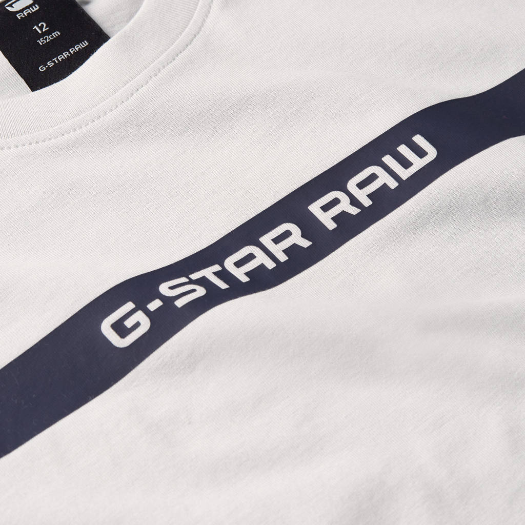 G-STAR T-shirt t-shirt s\s regular met logo wit/zwart