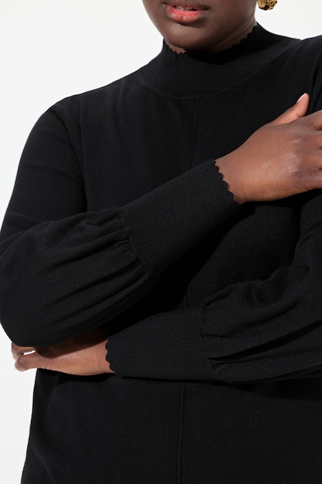 Pullover, Muschelsaum, Stehkragen, Langarm