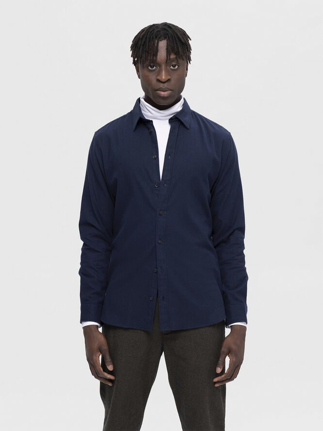 Selected Homme SLHSLIMOWEN-FLANNEL SHIRT LS NOOS Dark sapphire/solid