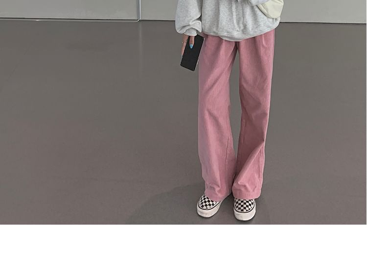 Dream Drop - Hoge taille effen corduroy losse broek