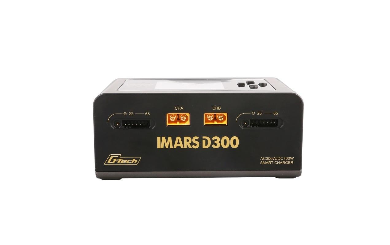 Dual-Ladegerät IMARS D300 AC/DC 1-6S, G-Tech, Schwarz<br>Universelles Modellbau-Ladegerät mit zwei Ausgängen für LiPo, LiHV, LiFE und NIMH Akkus