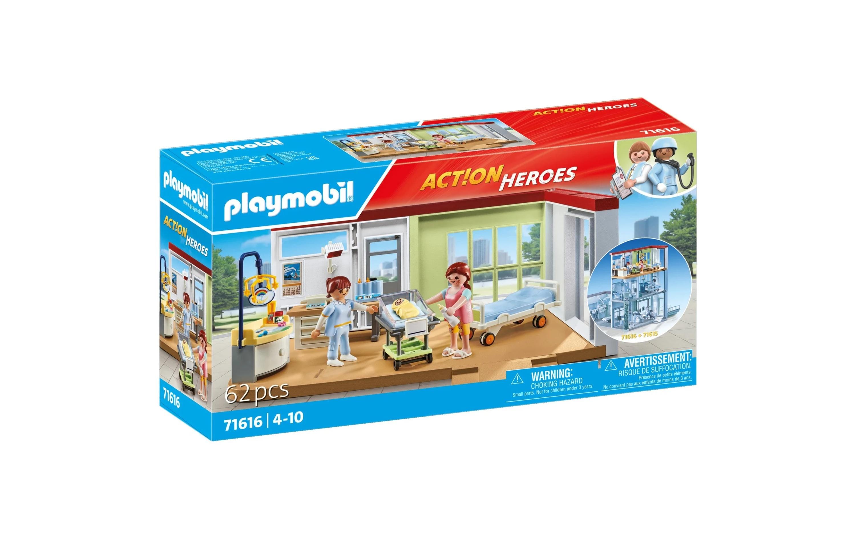 Action Heroes Entbindungsstation 71616Krankenhaus Spielset mit Figuren