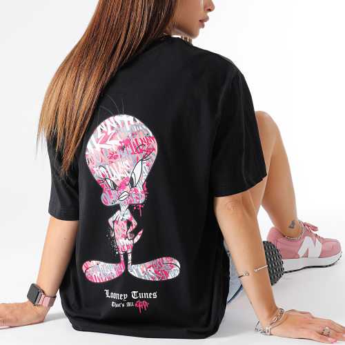 Tee Shirt Oversize Large Femme Tweety Graff Pink Noir