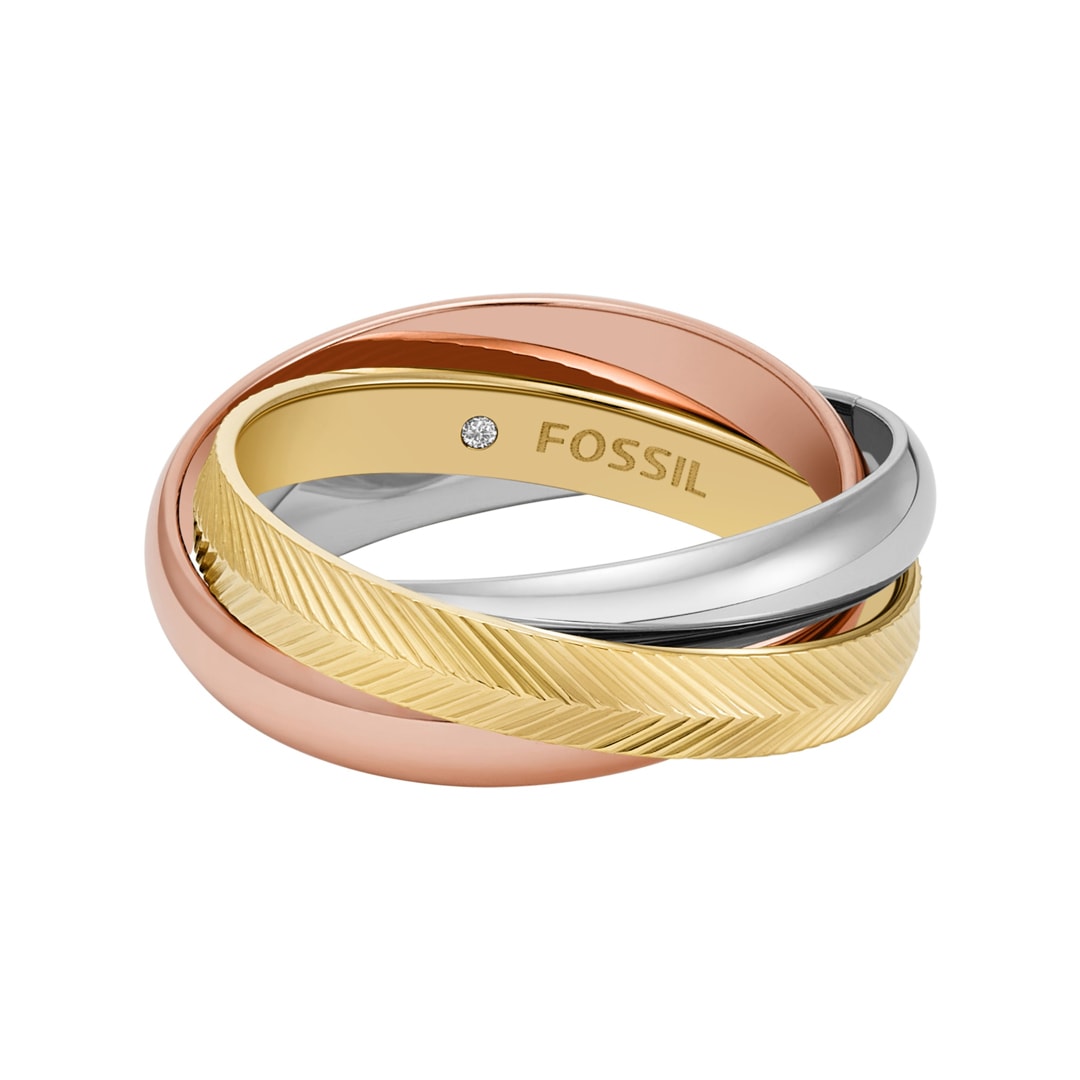 Fossil Harlow Ring Interlocking Links Tricolor