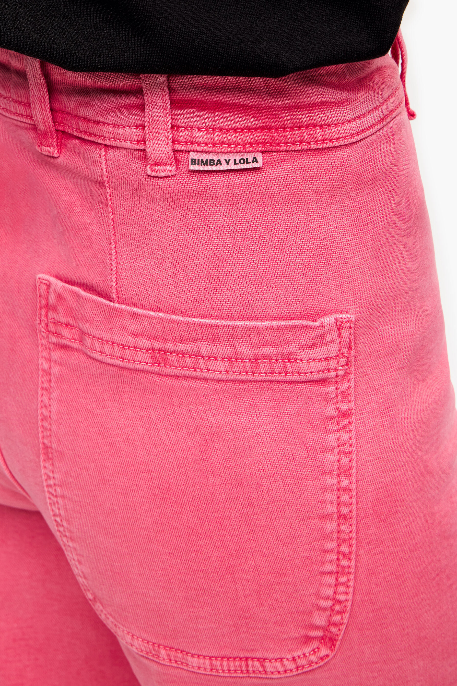 Calça CULOTTE - Calça Jeans de Cintura Alta Cereja