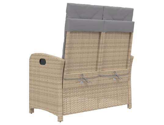 VIDAXL - Banc de jardin Banc inclinable de jardin avec coussins beige résine tressée