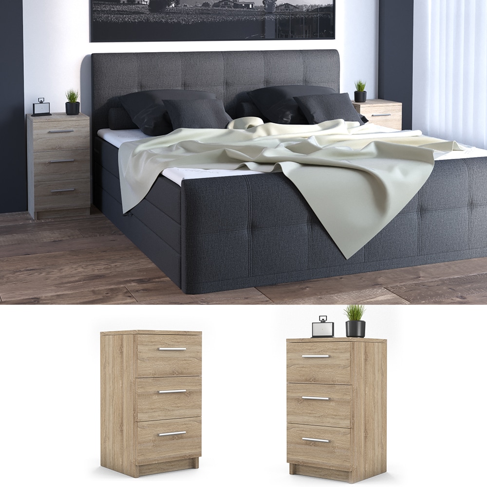 VICCO Nachttisch für Boxspringbett Nachtschrank Nachtkommode Kommode Schrank