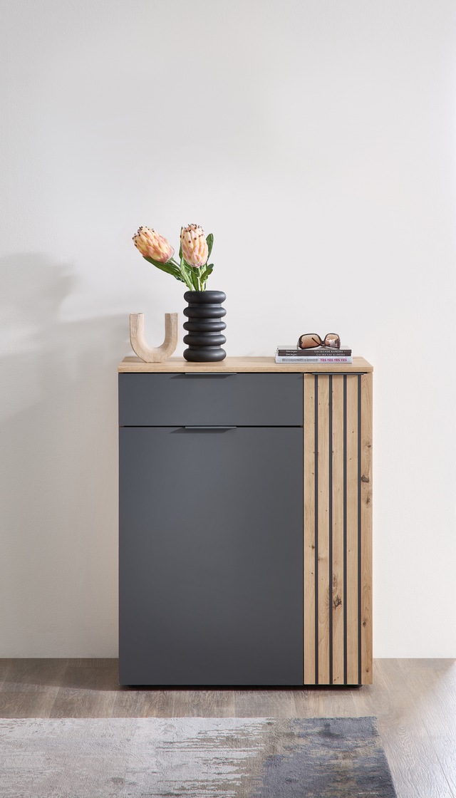 HBZ Schuhschrank »Volano in Anthrazit, BxHxT 80x103x38cm« 1 Stk. tlg. Mit 2 Türen, 1 Schubkasten, 4 Einlegeböden, 3 feste Böden