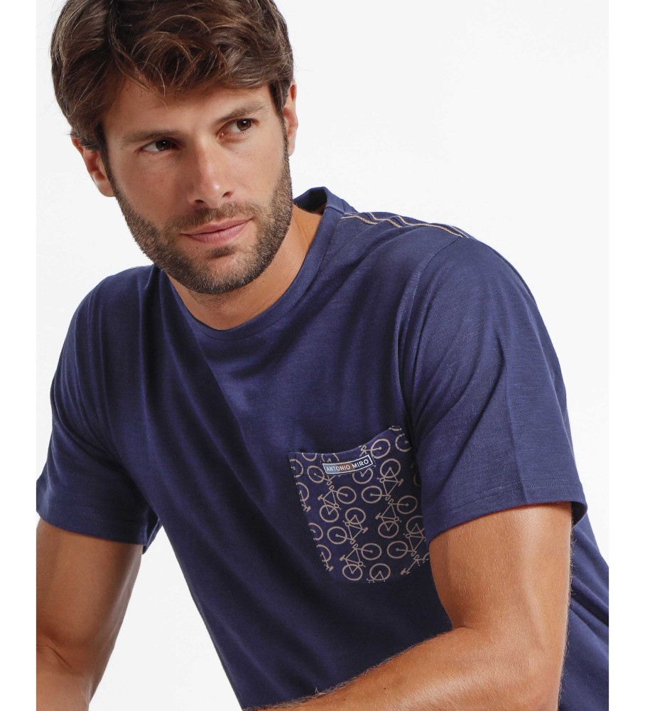 Pijama Antonio Miro de manga curta, azul marinho, modelo Bikely Navy