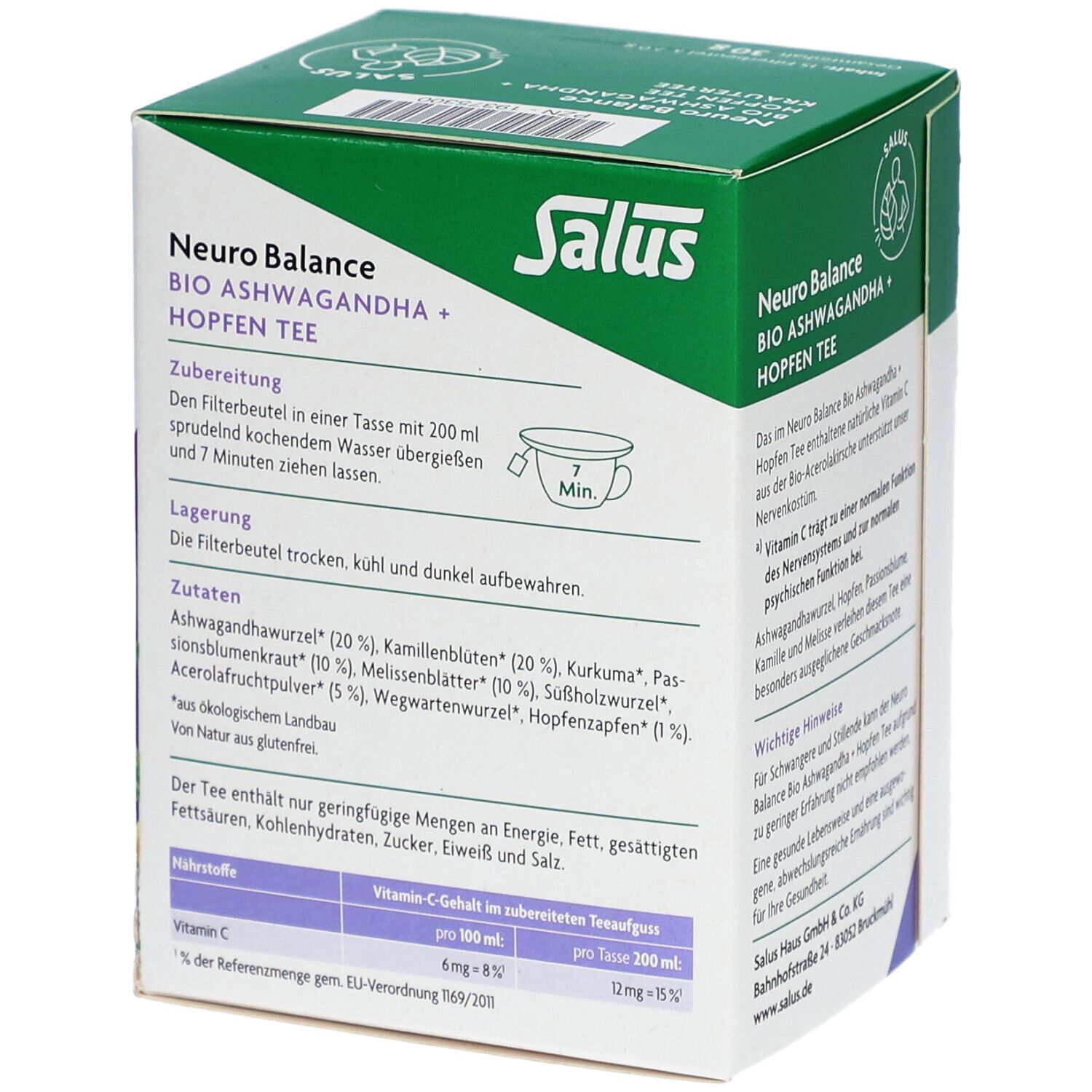 Salus Neuro Balance Bio Ashwagandha + Hopfen