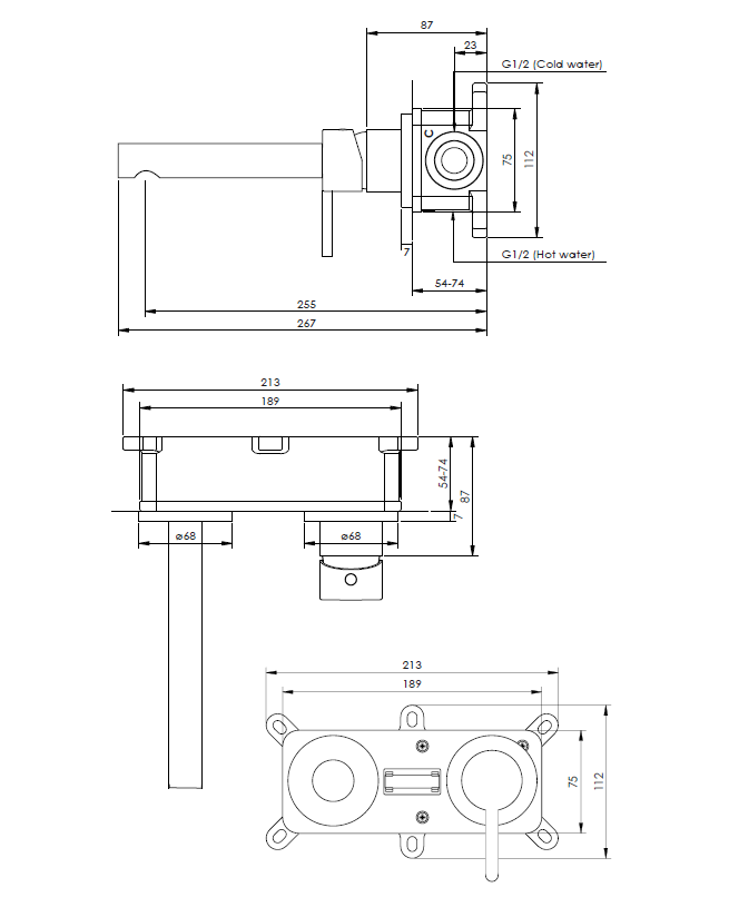 Brauer Gold Edition ColdStart wastafelkraan inbouw rechte uitloop en rozetten model E1 geborsteld messing PVD