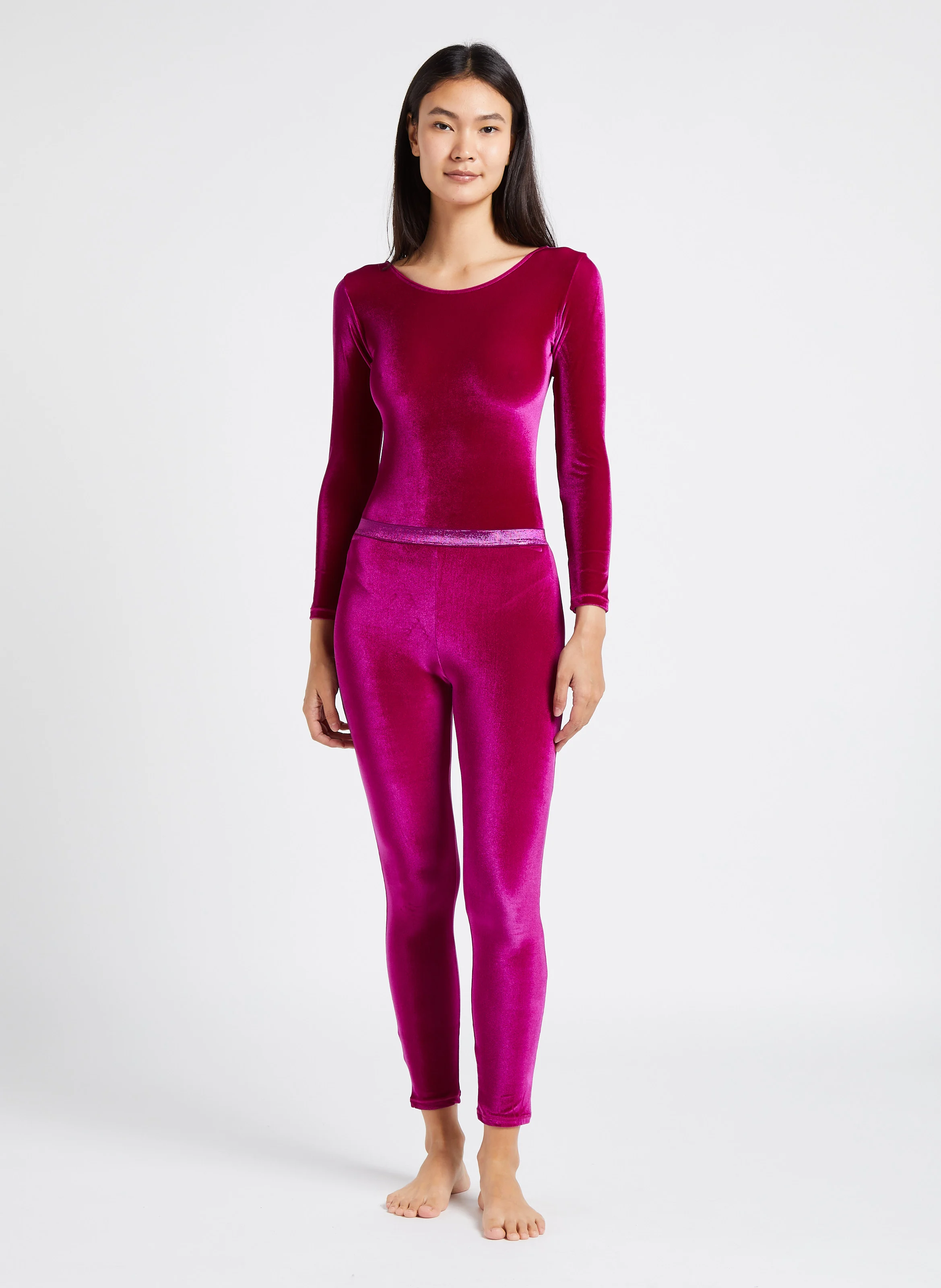 GARY - Legging taille haute en velours| Rose