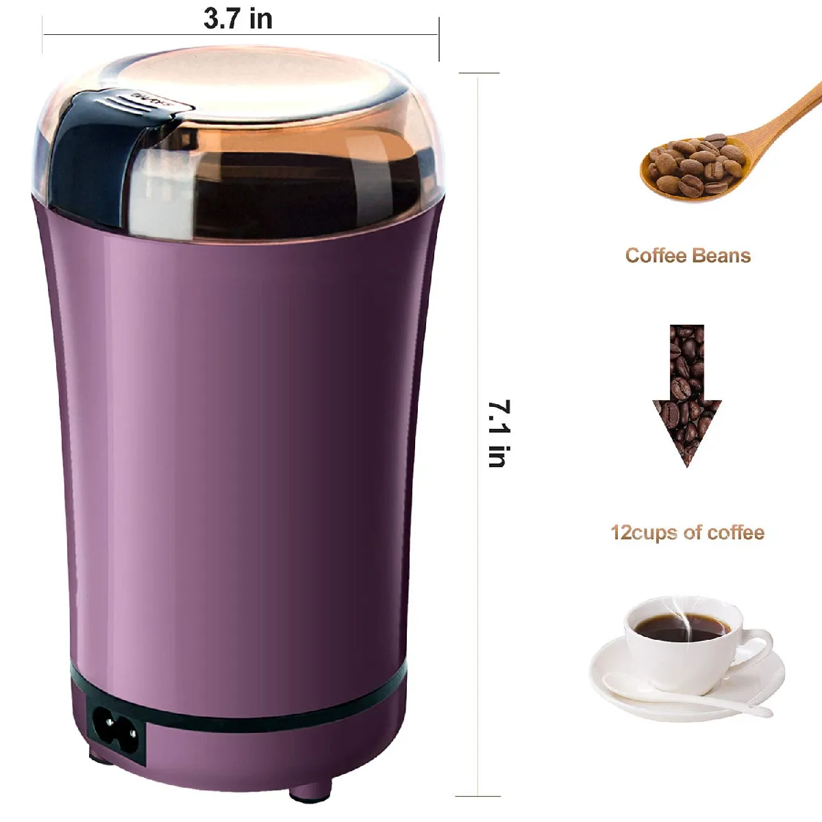 Universal Moulin à café automatique portatif avec lame en acier inoxydable de remplacement(Violet)