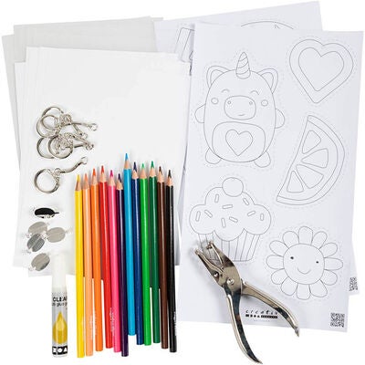 Creativ Company  Krympeplast DIY-sett Pins & Nøkkelringer