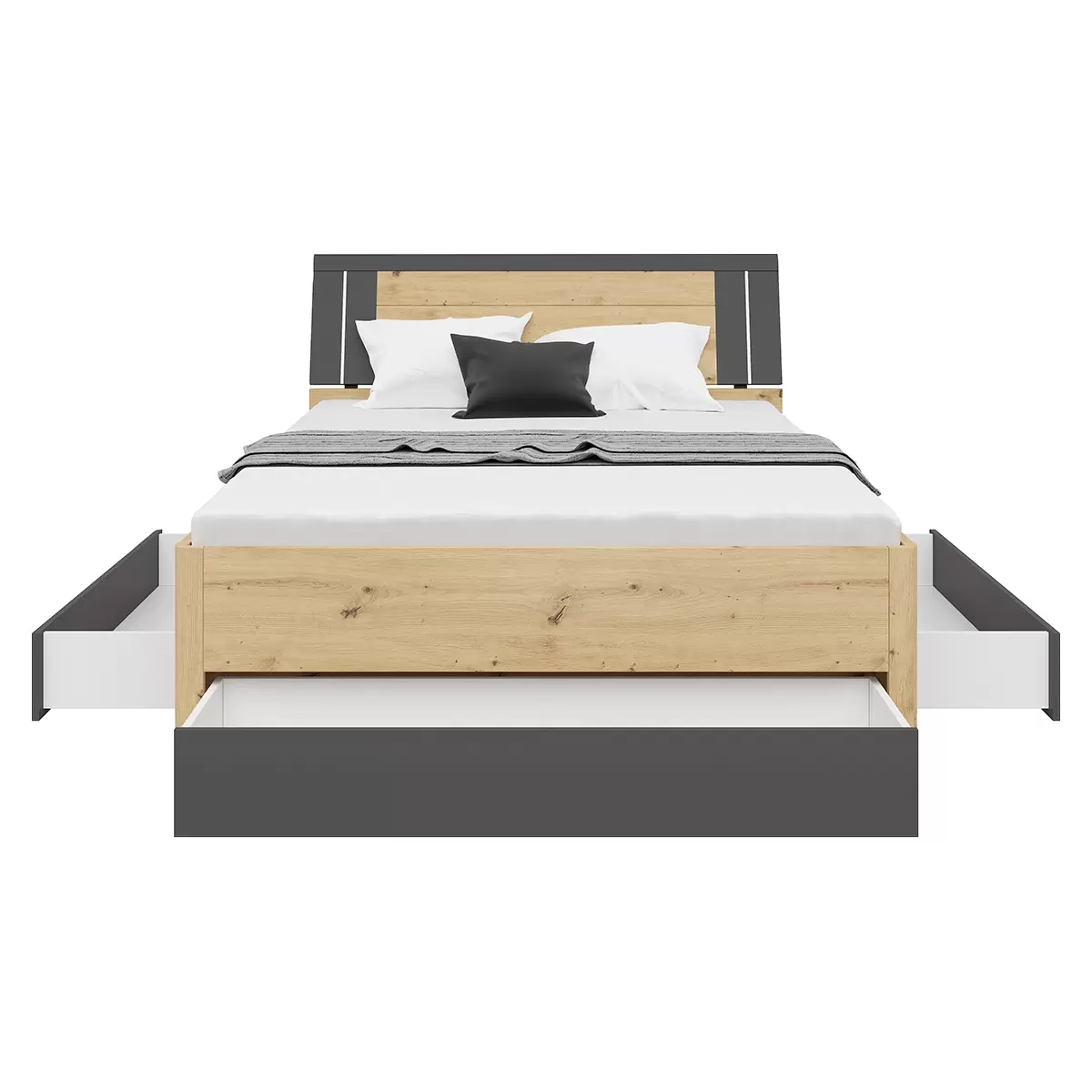Bett Saturn 140 140 x 200 Artisan Eiche,graphit