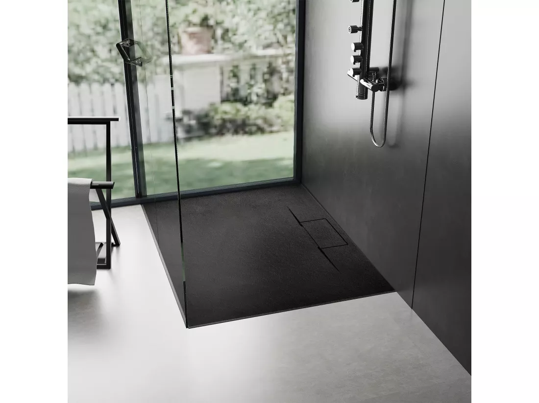 Receveur De Douche Rea Bazalt Long 80X100 Black