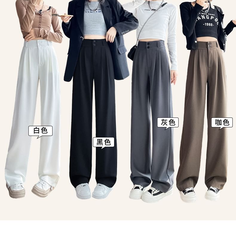 Arroba - Hoge taille effen losse broek (verschillende ontwerpen)