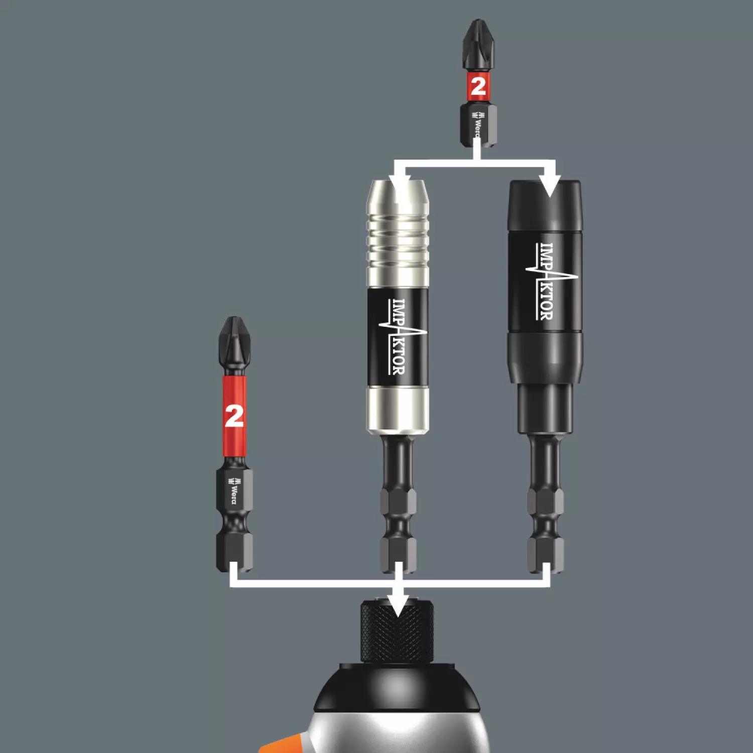 Wera 5057676001 Impaktor R Bithouder met ringmagneet en springveer - 1/4
