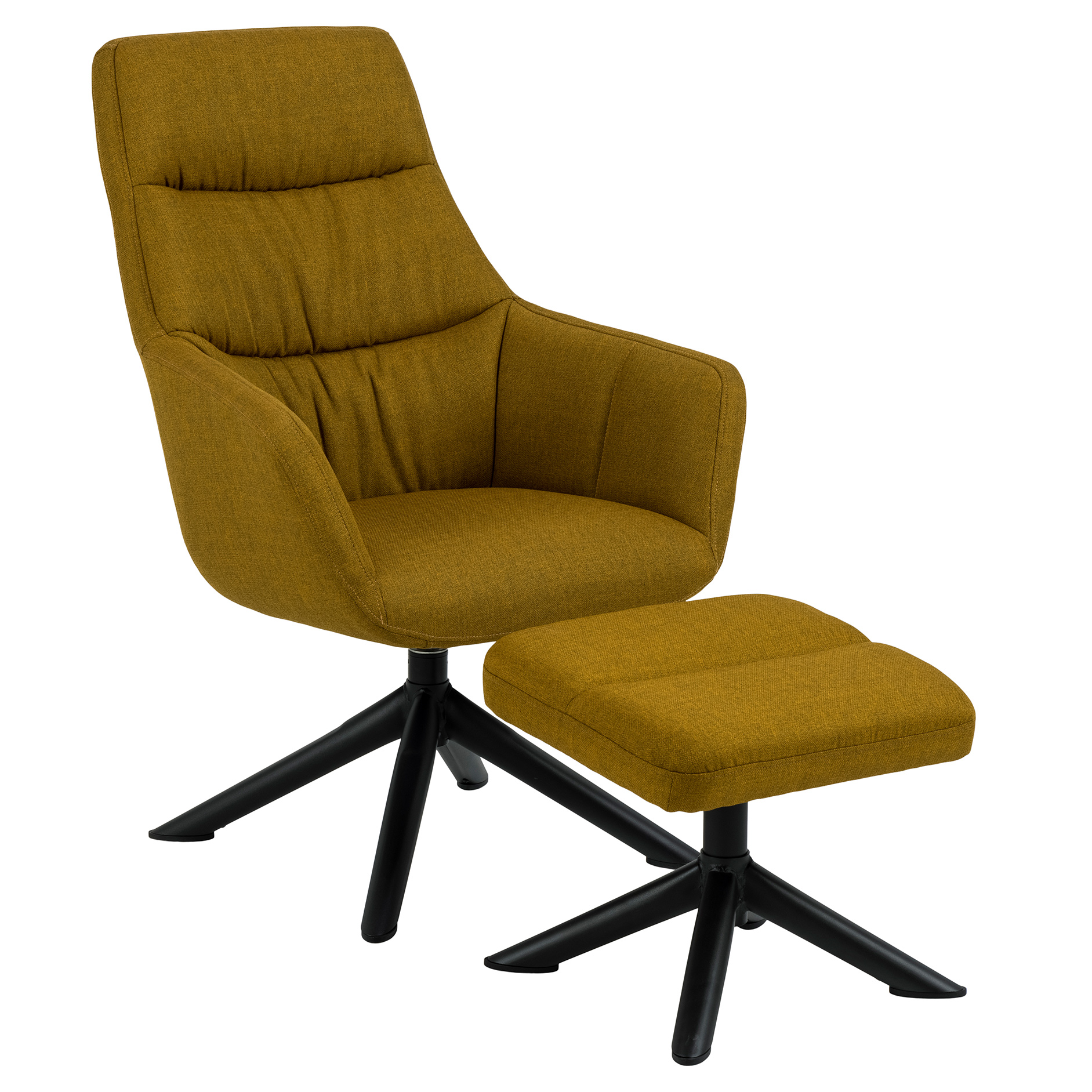 Loungestuhl SEAFORD - orange - matt schwarz - mit Hocker