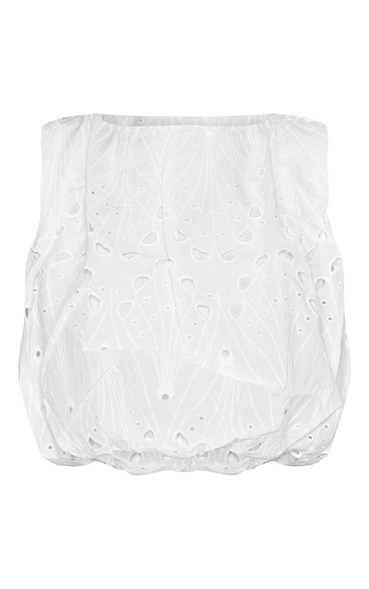 Blanc Haut Bouffant En Broderie Anglaise