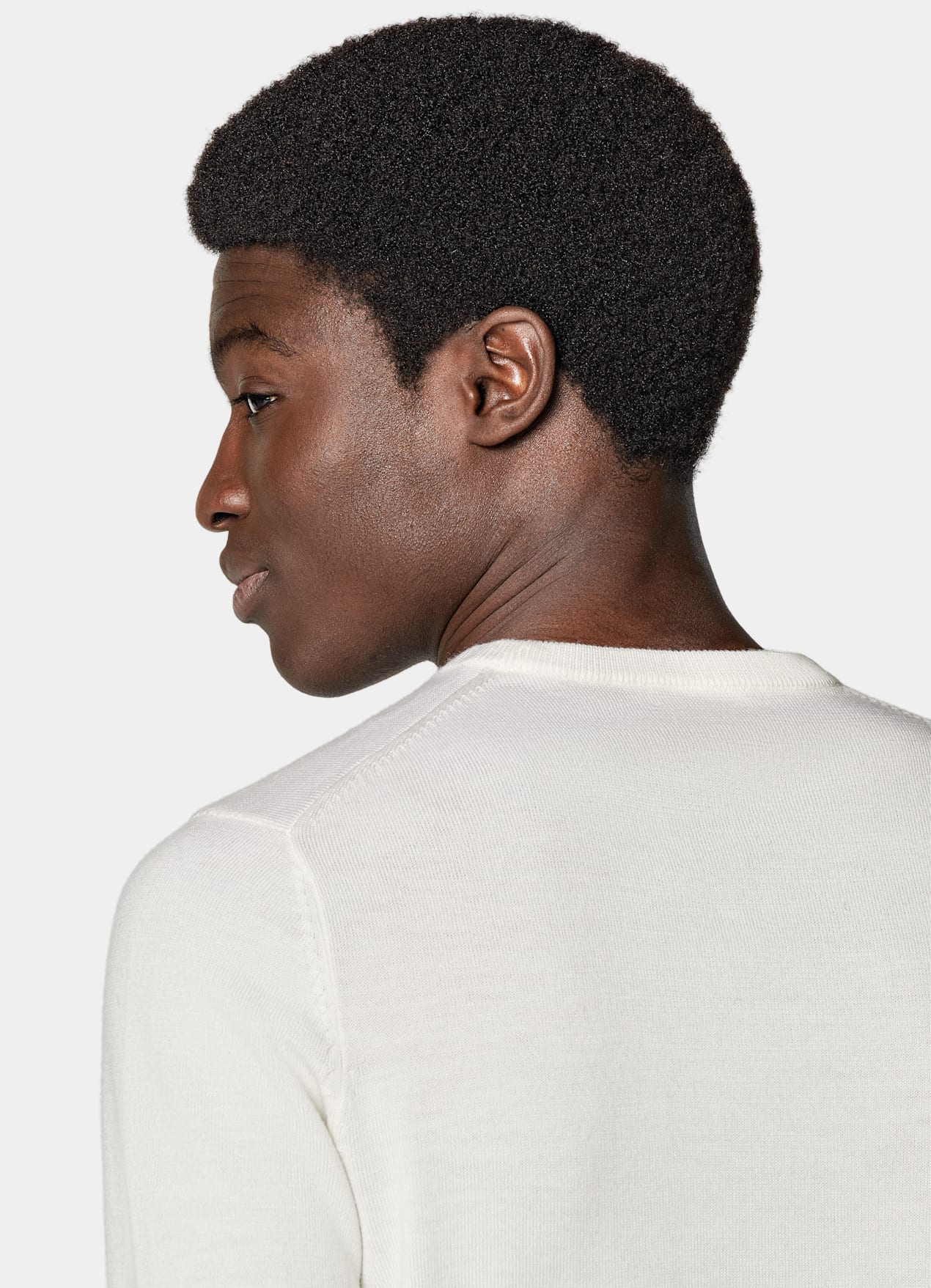 Pull col rond Merino blanc cassé