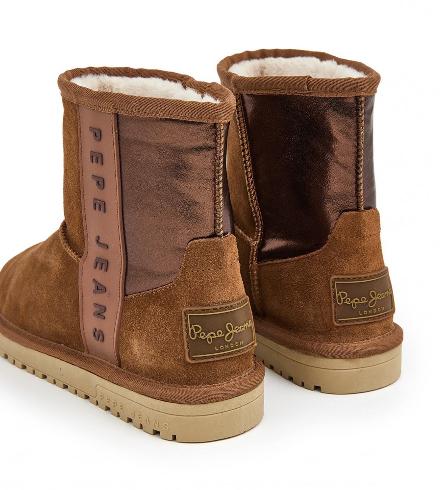 Botas de tornozelo de couro marrom Pepe Jeans Diss Bass