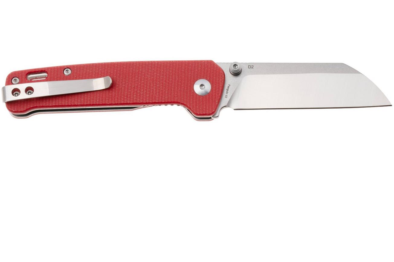 QSP Knife Penguin V2 QS130V2-D1 Two-Tone D2, Red Micarta, zakmes