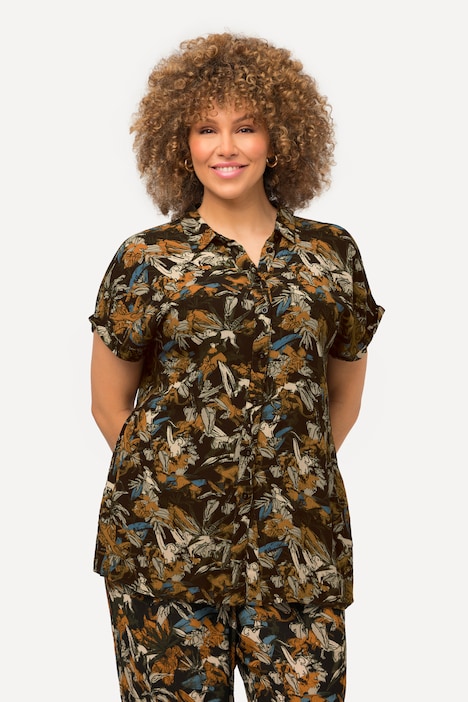Bluse, Affen, Hemdkragen, ärmellos, hinten länger