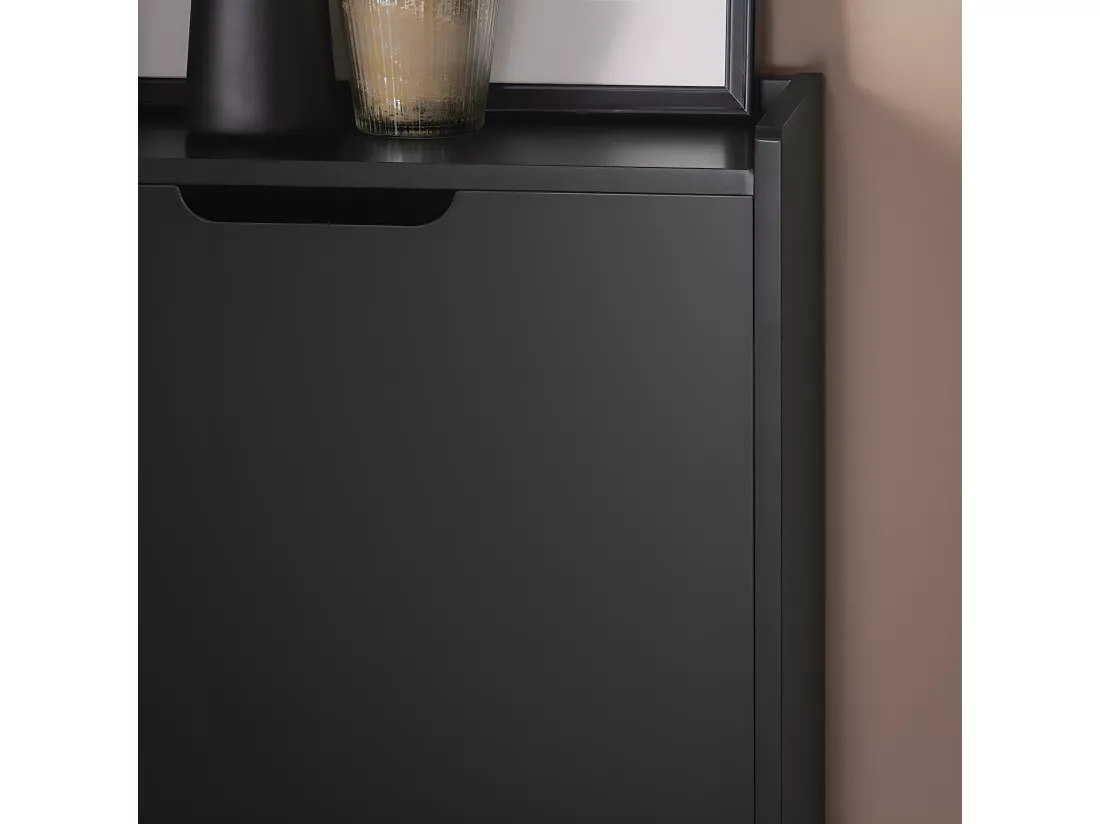 SoBuy Meuble à Chaussures Meuble de Rangement à Chaussures avec 2 Abattants Armoire à Chaussures Commode à Chaussures Meuble d'Entrée Rangement pour Chaussures – Noir, 50x19x90 cm, FSR151-SCH