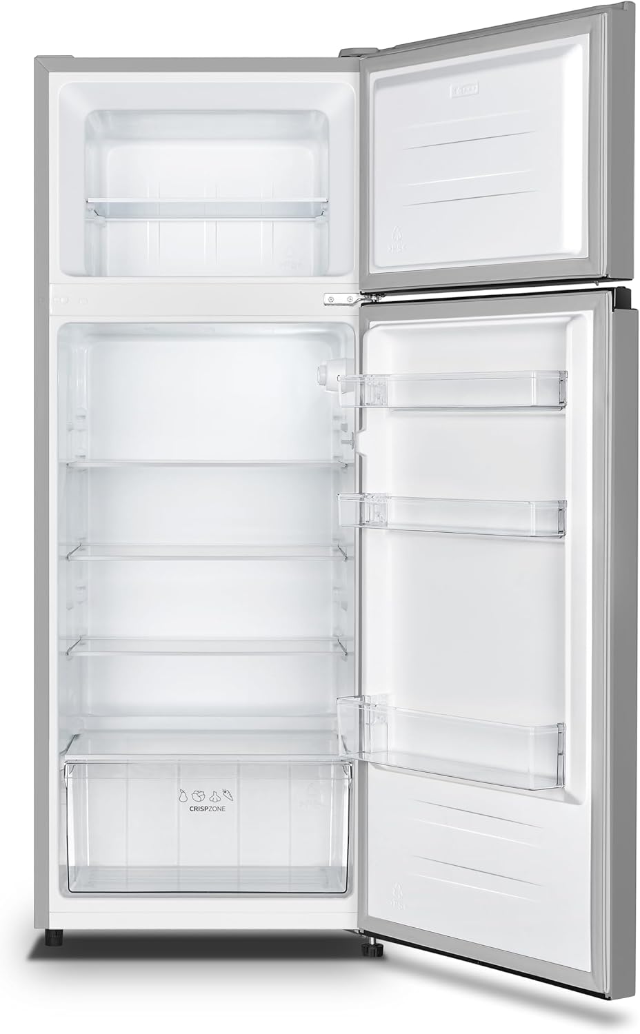 Gorenje RF414EPS4 Doppeltürkühlschrank mit Gefrierteil oben, 165 Liter Kühleil, 41 Liter Gefrierteil, LED Innenbeleuchtung, Energieeffizienzklasse E, 143,6cm x 55cm, silber