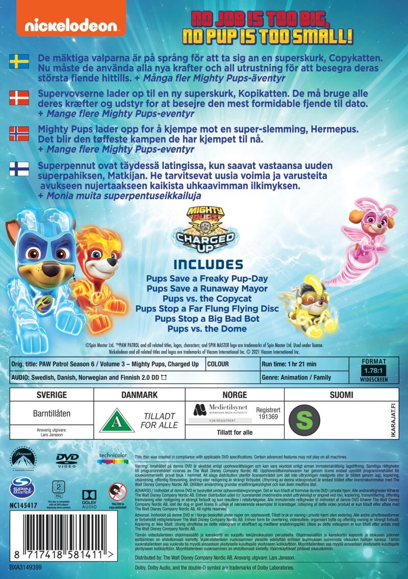 Paw Patrol - Sæson 6 Vol. 3 - DVD