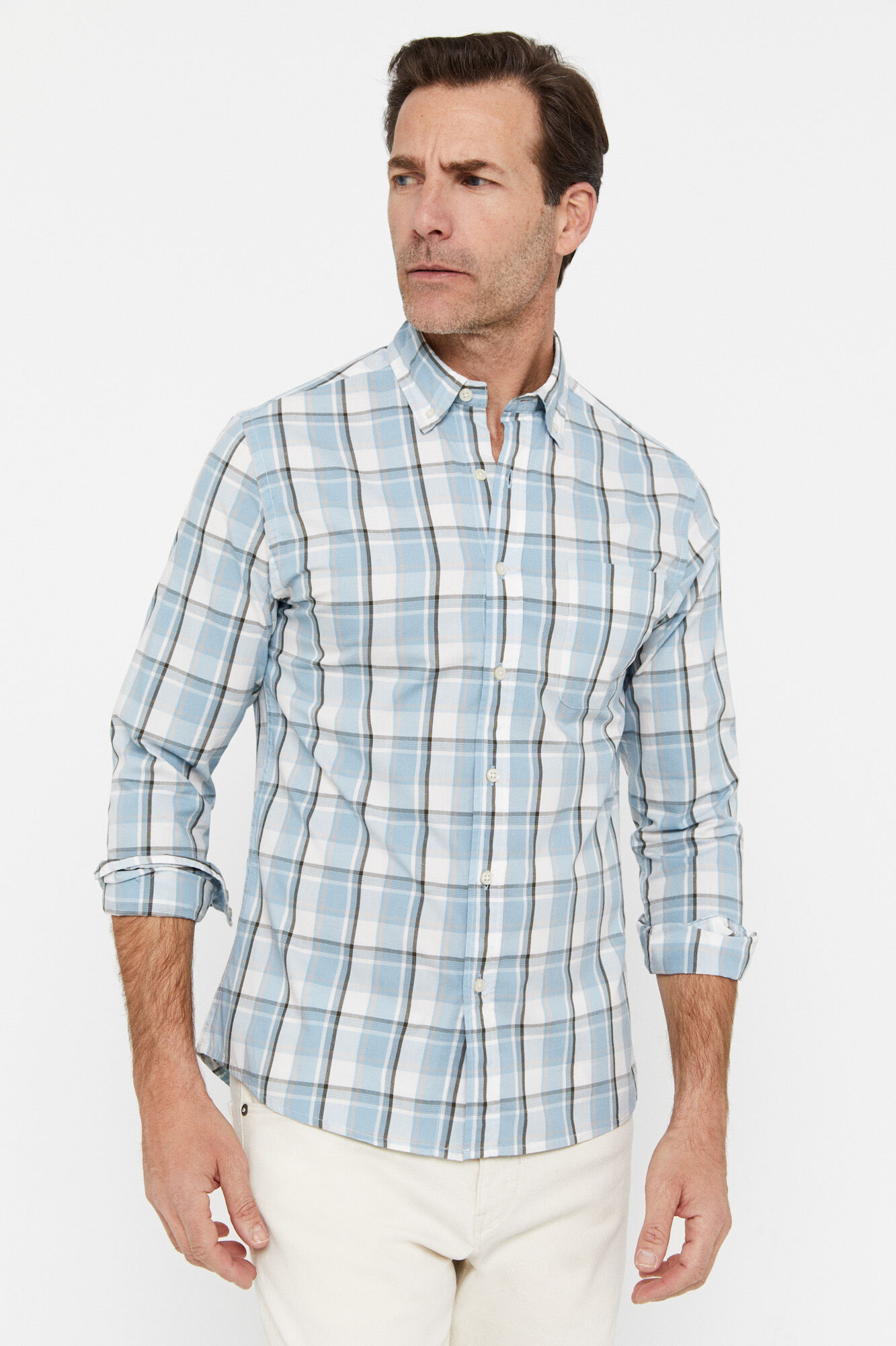Camisa vichy fácil de passar - Azul