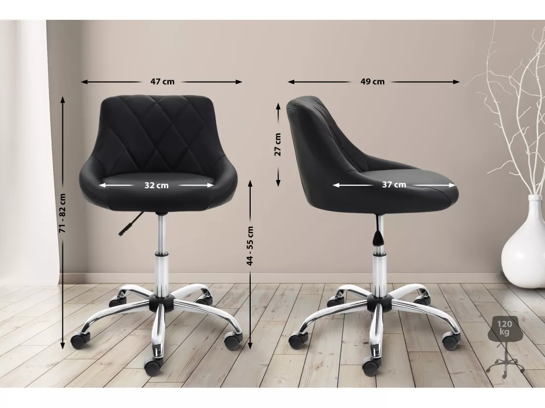 Chaise de bureau - Similicuir & Métal chromé - Lazio