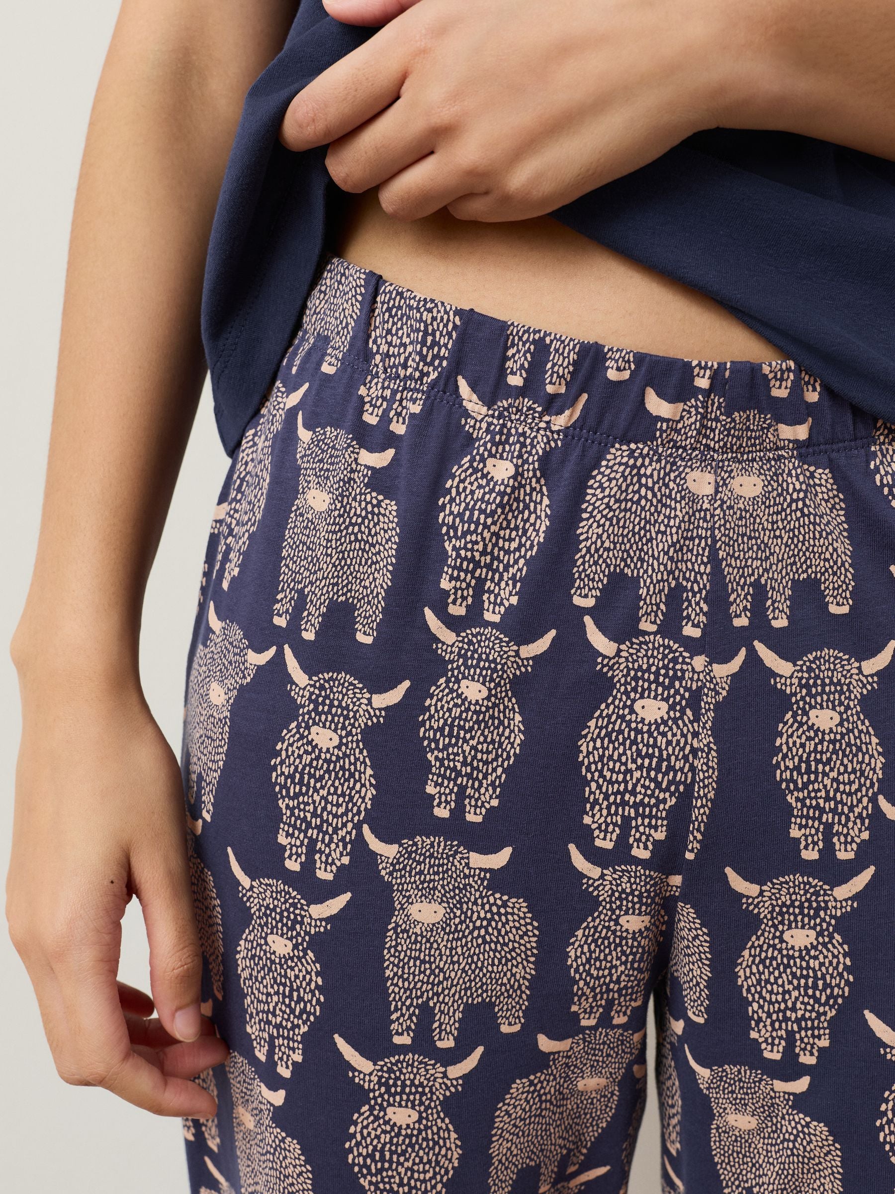 Navy Hamish The Highland Cow - Pyjama met korte mouwen