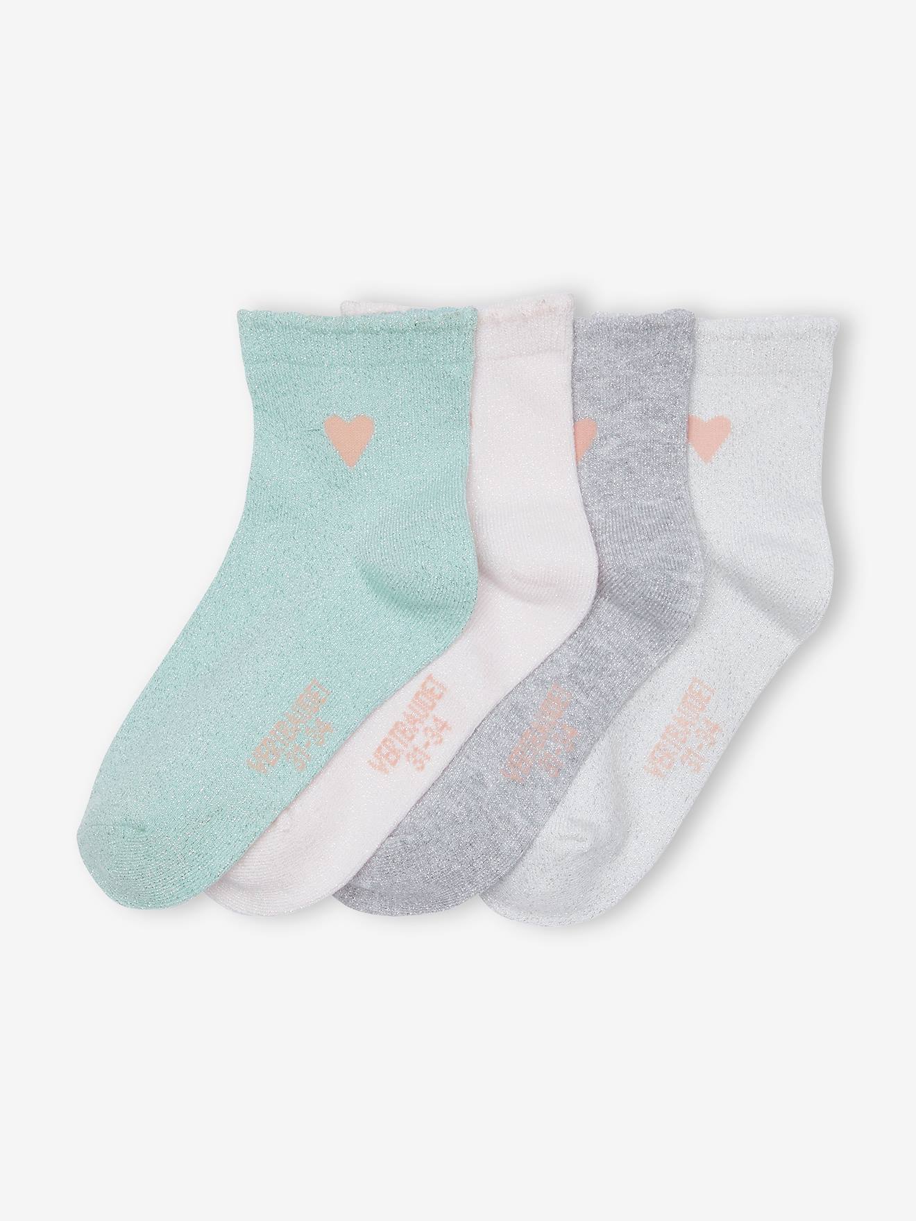 Pacote com 3 pares de meias bordadas para meninas, cor rosa maquiagem