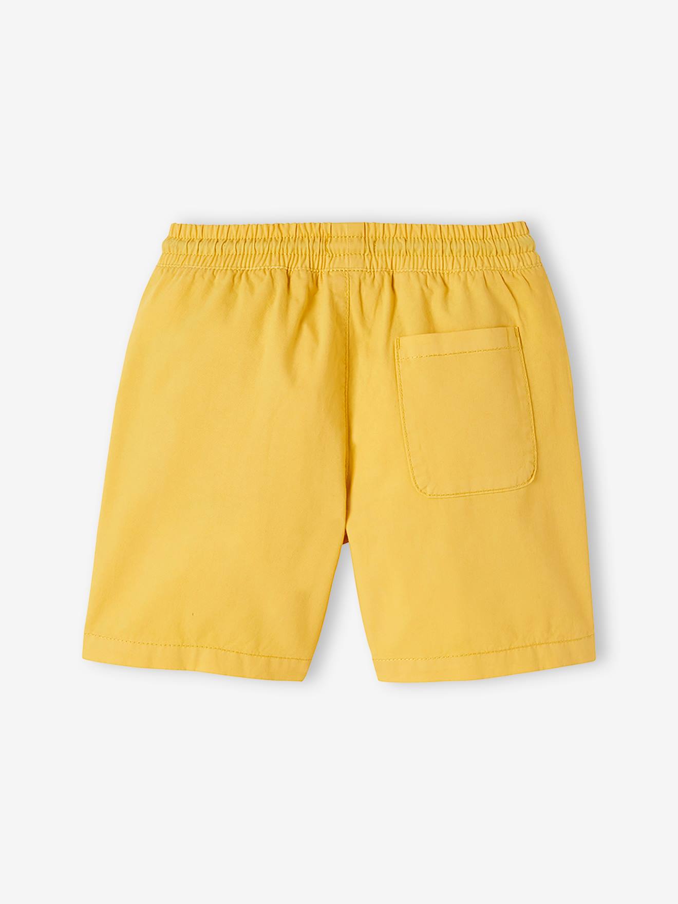 Conjunto de camiseta e bermuda de lona com tema havaiano para meninos, amarelo liso tamanho médio